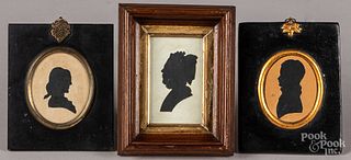 Two silhouettes, 19th c., together with another