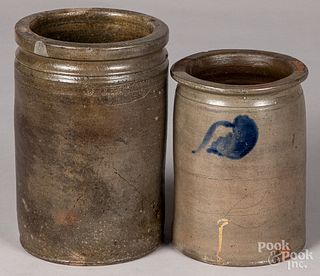 Two Virginia stoneware crocks, 19th c.
