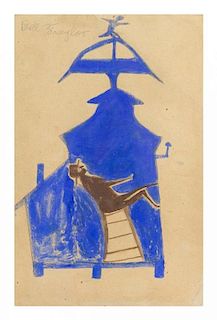 * Bill Traylor, (American, 1854-1947), Untitled (Man in a House)