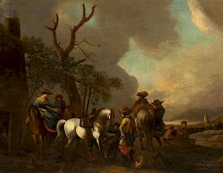 * Peter Wouwermen, (Dutch, 1623-1682), The Horse Shoeing, Camp Scene
