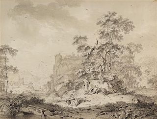 * Hendrick de Meijer, (Dutch, 1744-1793), A Wooded Landscape with Peasants Resting and Travelers in a Windy Landscape, 1776 (a p