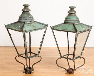 Pair of large copper lanterns, late 19th c.