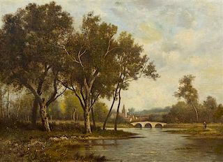 * Leon Richet, (French, 1847-1907), Landscape with Village