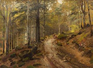 Hugo Darnaut, (Austrian, 1850-1937), Gathering Wood, 1886