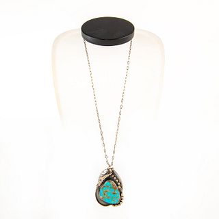 Native American Navajo Turquoise, Sterling Silver Necklace