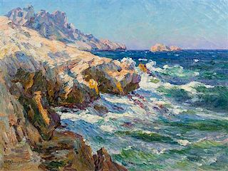 * Adolphe-Louis Gaussen, (French, 1871-1954), Seascape (9 Rocks)