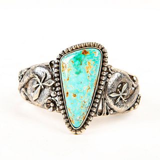 Native American Royston Turquoise Sterling Silver Cuff