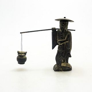 Chinese Vintage Carved Figurine Sculpture, Fisherman