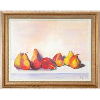 Linny Oil Painting, Pears, Framed