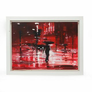 Framed Abstract Painting, Cityscape