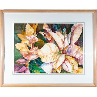 Betty Neubauer Watercolor Painting, Copper Leaf