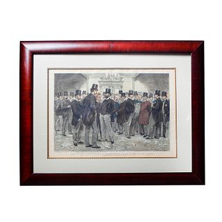 Antique Engraved Victorian Print, The London Stock Exchange