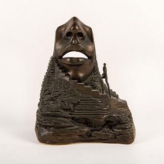 John Cotter (B. 1946) , Cast Metal Sculpture, Staircase Face