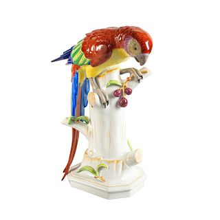French Porcelain Parrot Sculpture