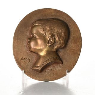 Weimar Bronze Portrait Plaque Of Queen Mary Of Tek As A Child