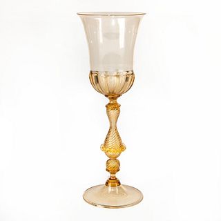 Venetian Art Glass Hand Blown Stemware Wine Goblet