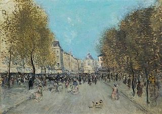* Jean Francois Raffaelli, (French, 1850-1924), Bustling Parisian Street