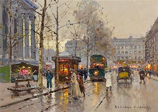 Edouard Leon Cortes, (French, 1882-1969), Paris Street Scene