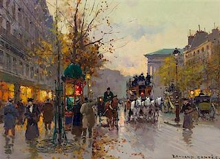 * Edouard Leon Cortes, (French, 1882-1969), Parisian Street Scene