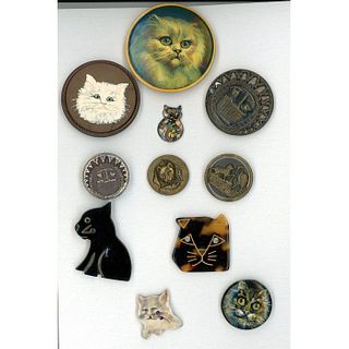 A Small Card Of Assorted Material Feline Buttons
