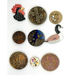 A Small Card Of Assorted Material Assorted Bird Buttons