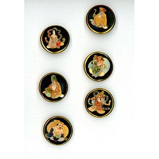 A Small Card Of Division 3 Satsuma Pottery Buttons
