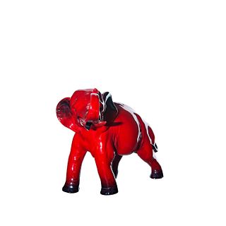 Md Royal Doulton Flambe Figure, Elephant, Trunk In Salute