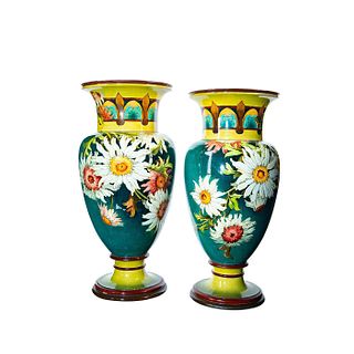 Large Pair Of Doulton Lambeth Faience Vases