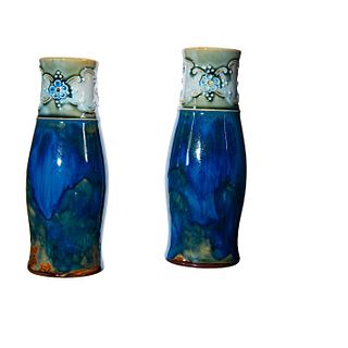 2 Early 20Th Century Royal Doulton Stoneware Vases