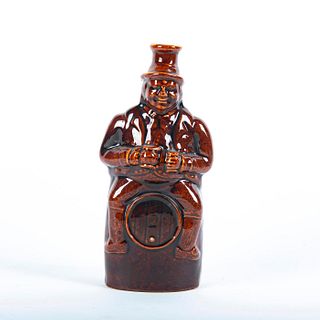 19Th Century English Pottery Flask, Man On Barrel