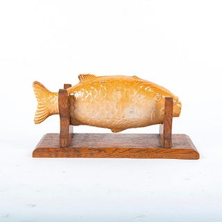 Mid 19Th Century Stoneware Flask, Fish, Stand