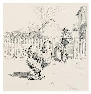 * Arthur Burdett Frost Sr., (American, 1851-1928), Farmer and the Chicken