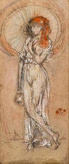 * James Abbott McNeill Whistler, (American, 1834-1903), Parasol; red note, c. 1884