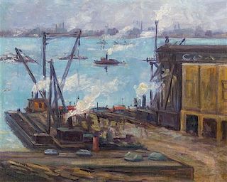 * Jonas Lie, (American, 1880-1940), New York Harbor