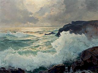 * Frederick Judd Waugh, (American, 1861-1940), Rocky Seascape after the Storm