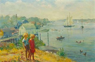 * Adam Emory Albright, (American, 1862-1957), Two Boys at Harbor Hill, Booth Harbor Maine