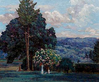 Gustave Cimiotti, (American, 1875-1969), In a California Garden, c. 1920s