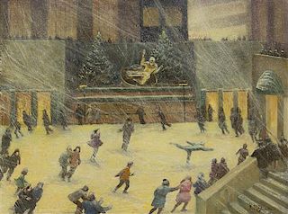 Will Shuster, (American, 1893-1969), The Ice Rink at Rockefeller Center