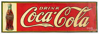 Embossed tin lithograph Coca-Cola sign