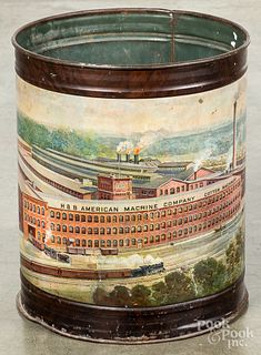 Cotton Machinery tin lithograph can