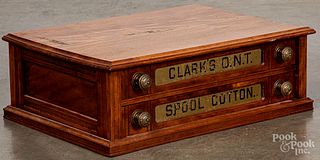 Clark's ONT two-drawer walnut spool cabinet