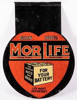 Morlife Battery enameled tin flange sign