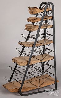 Country store wire and steel bag rack