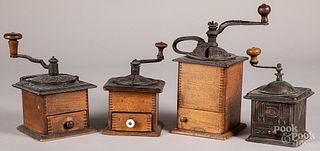 Four coffee grinders