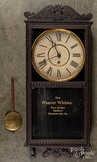 Weaver Whiskey advertising oak regulator clock