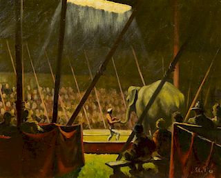 * Artist Unknown, (20th cenutry), Circus Scene with Elephant