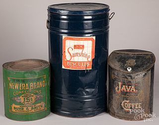 Three country store tins