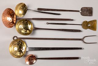 Eight wrought iron utensils, 18th/19th c.
