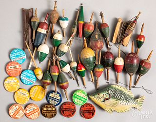 Group of vintage fishing related items
