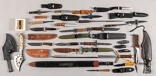 Group of modern knives and swords